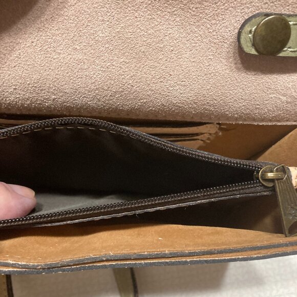 NWT Patricia Nash Small Latice Leather Olive Brown Oil Rubbed Crossbody - Picture 13 of 14